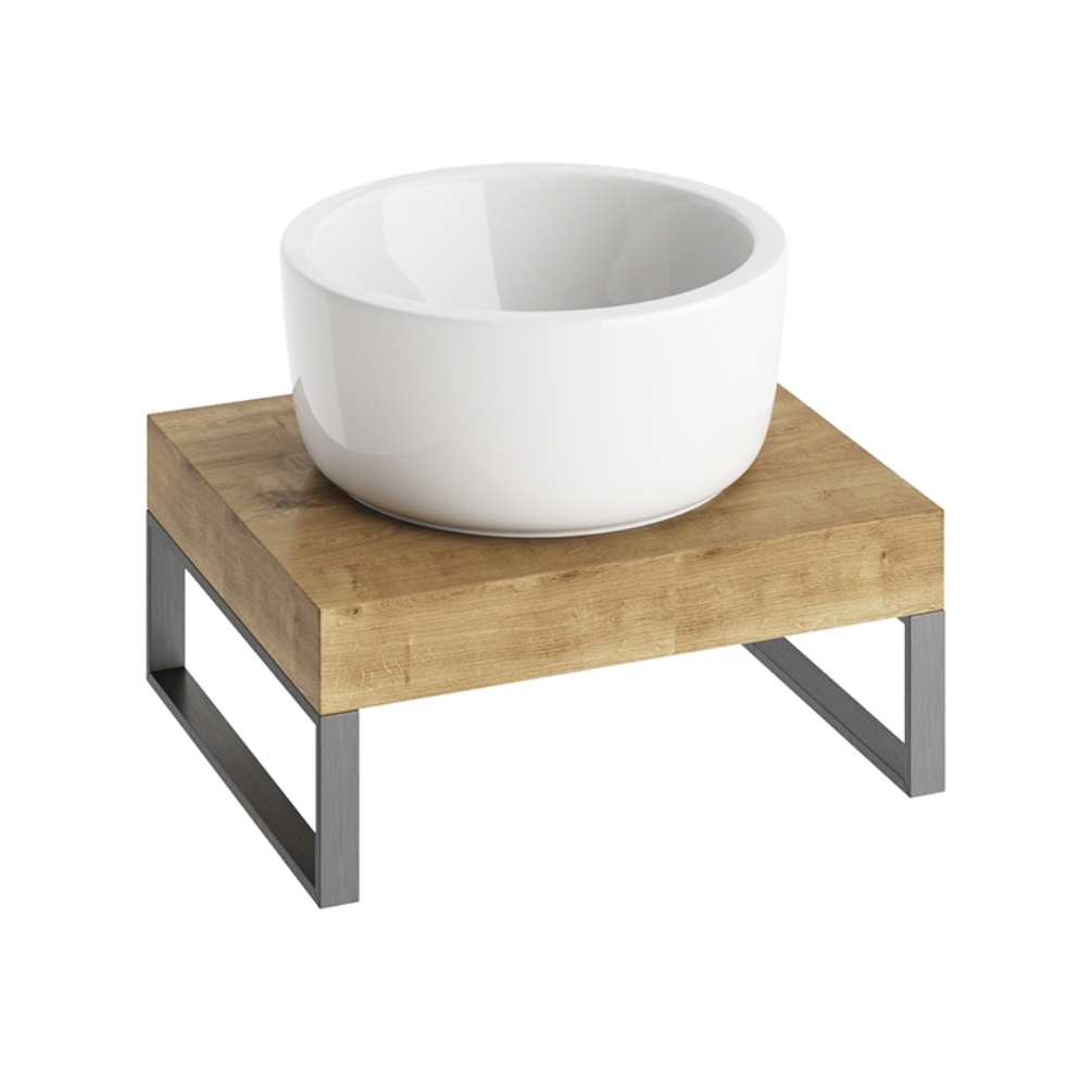 Product Cut out image of the Abacus Concept Cloud Halifax Oak 500mm Shelf with Anthracite Towel Hangers