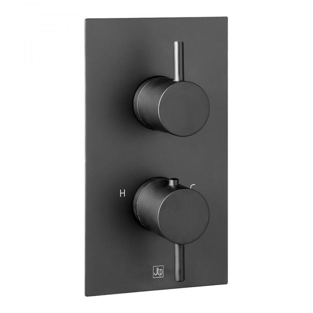 Product Cut out image of the JTP Vos Matt Black Single Outlet Concealed Shower Valve