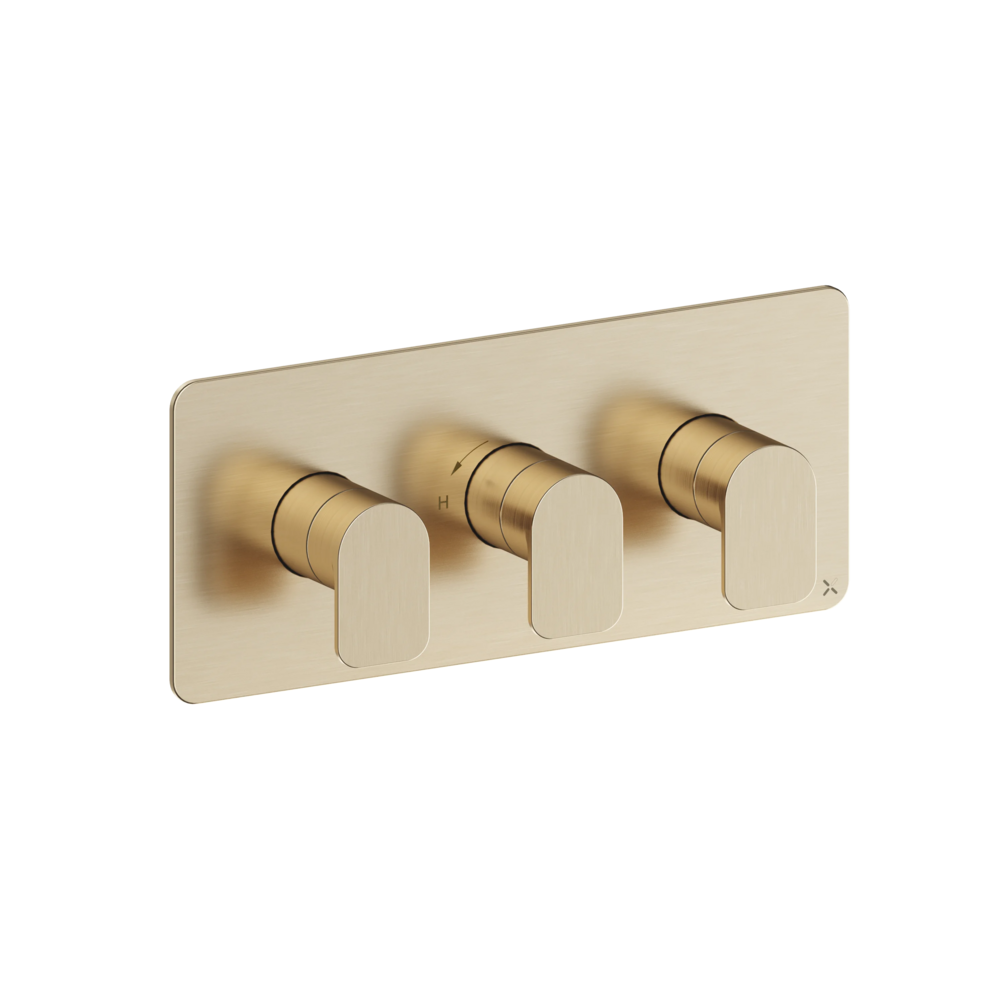 Crosswater Fuse Brushed Brass Landscape 2 Outlet 3 Handle Shower Valve