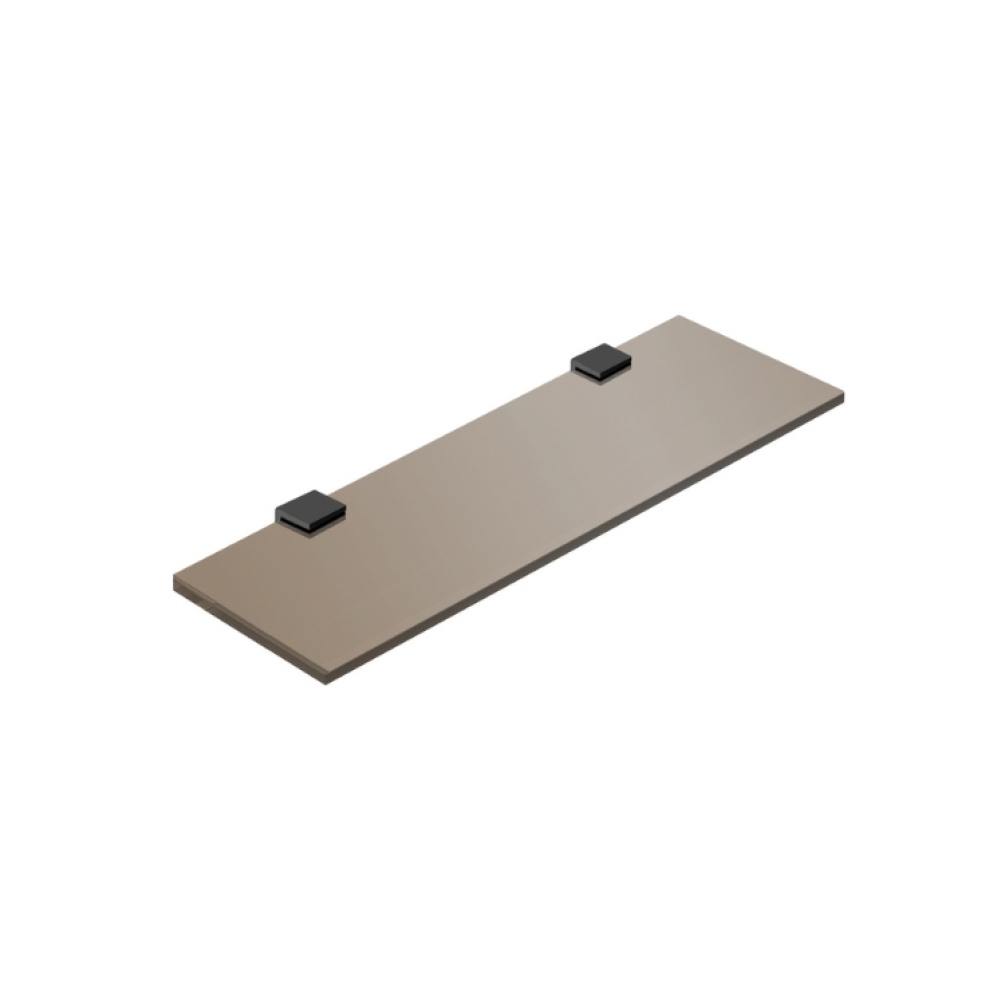 Product Cut out image of the Origins Living Pier 400mm Bronze Glass Shelf with matt black brackets
