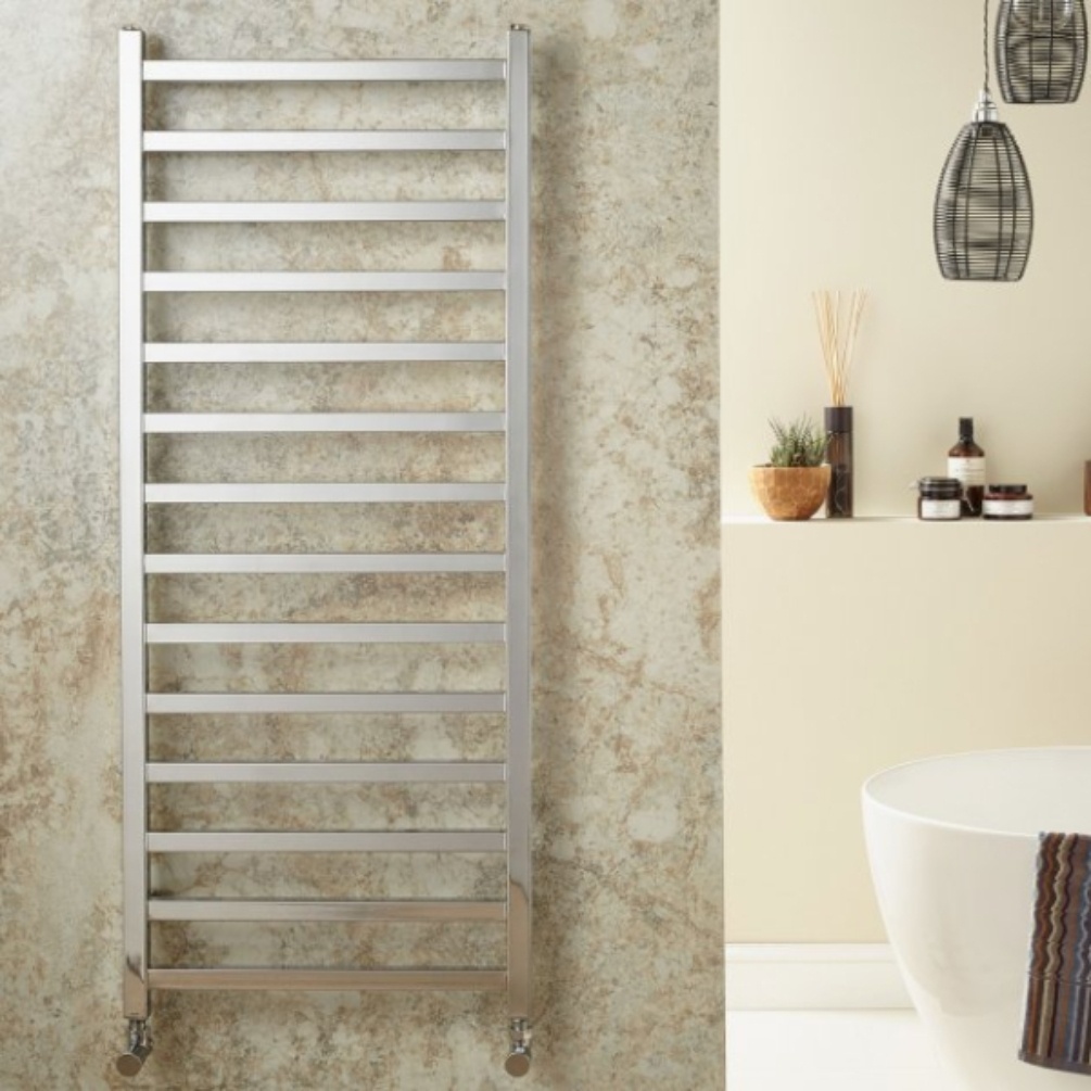 Velaro Baxx 1200mm x 500mm Chrome Designer Towel Radiator Lifestyle