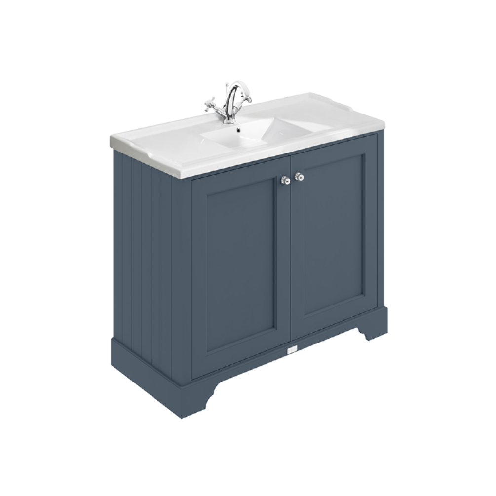 pHOTO OF Bayswater Stiffkey Blue 1000mm 2 Door Vanity Unit & Basin