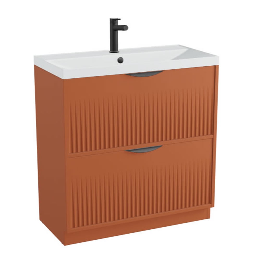 Vado Safari Fluted 800mm Terracotta Floorstanding Vanity Unit & Mineral Basin