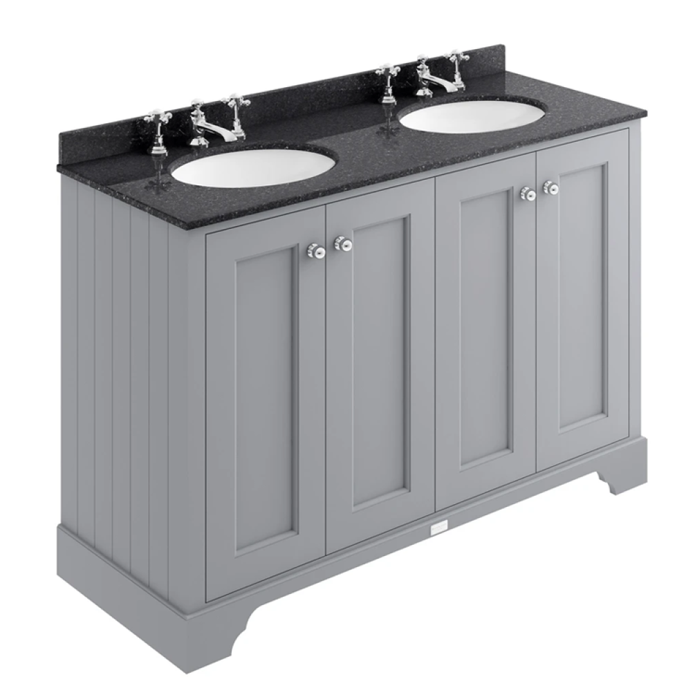 Photo of Bayswater Plummett Grey 1200mm 4 Door Vanity Unit & Black 3TH Worktop