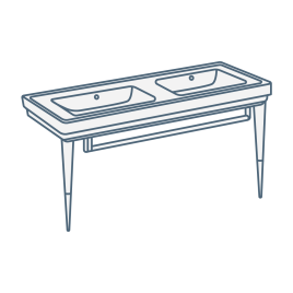 iconography image of a double washstand / double console basin with two sinks