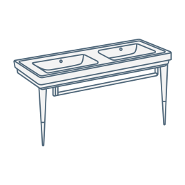 iconography image of a double washstand / double console basin with two sinks