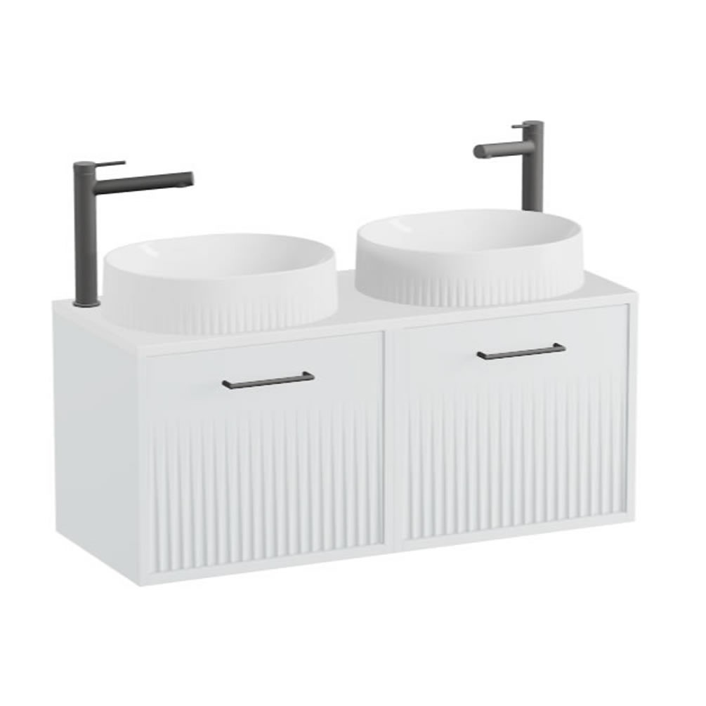 Vado Safari Fluted 1000mm Arctic White Wall Hung Vanity Unit & Gloss White Worktop