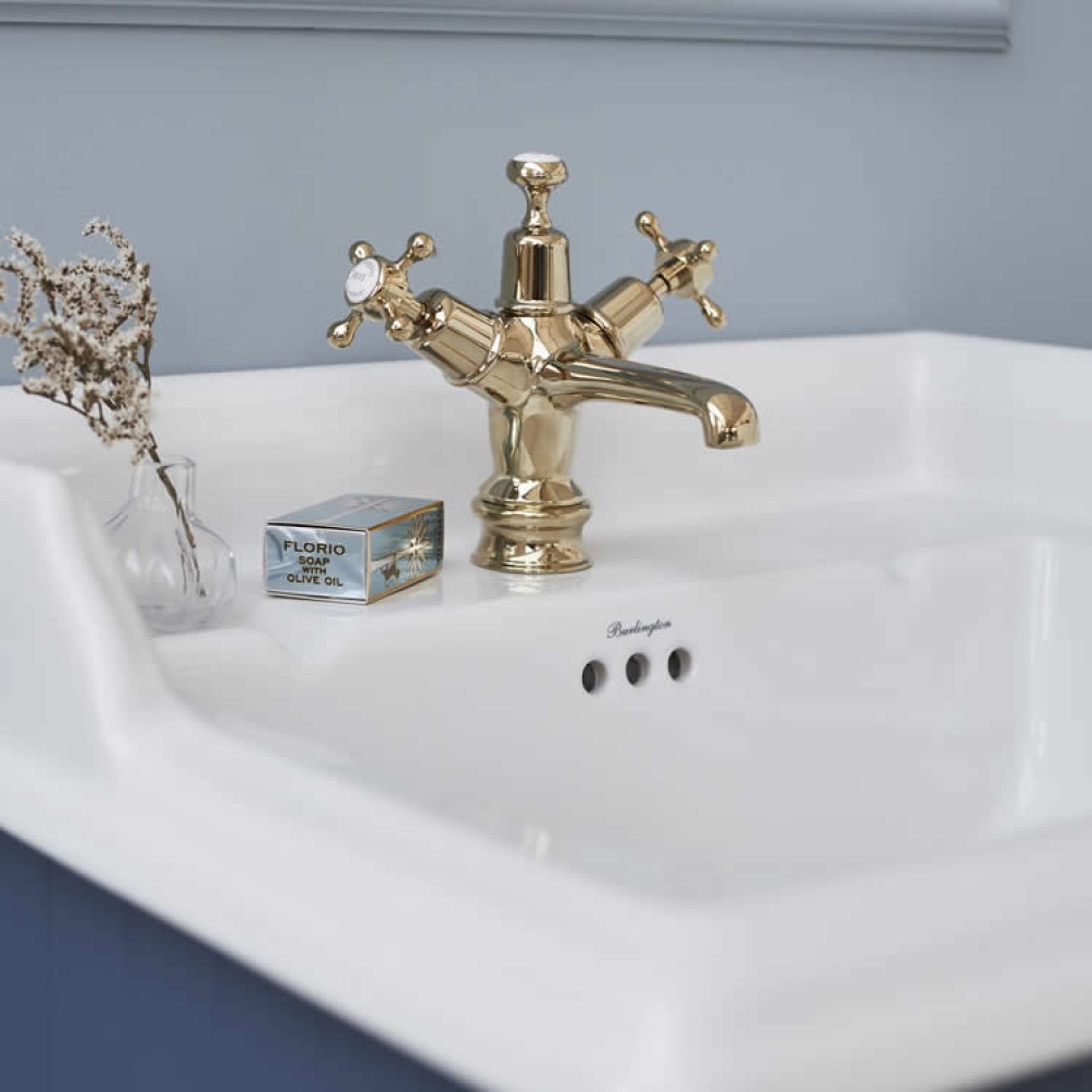 Product Lifestyle image of the Burlington Claremont Gold Basin Mixer