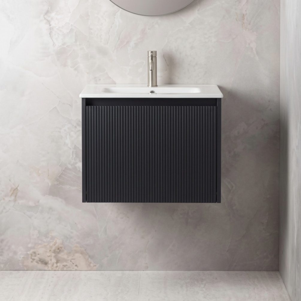 Montara 500mm Matt Navy Wall Hung Vanity Unit & Basin Lifestyle Image
