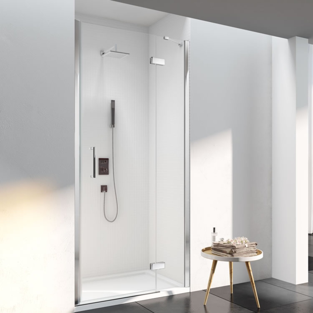 Merlyn 6 Series Frameless Hinge & Inline Panel Shower Door Lifestyle Image