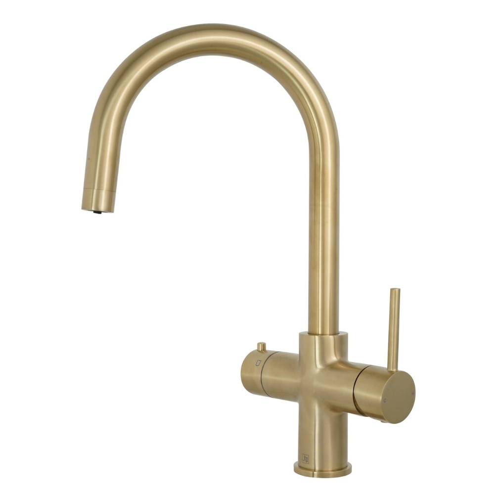 JTP Brushed Brass 4-in-1 Boiling Water Kitchen Tap Cut Out