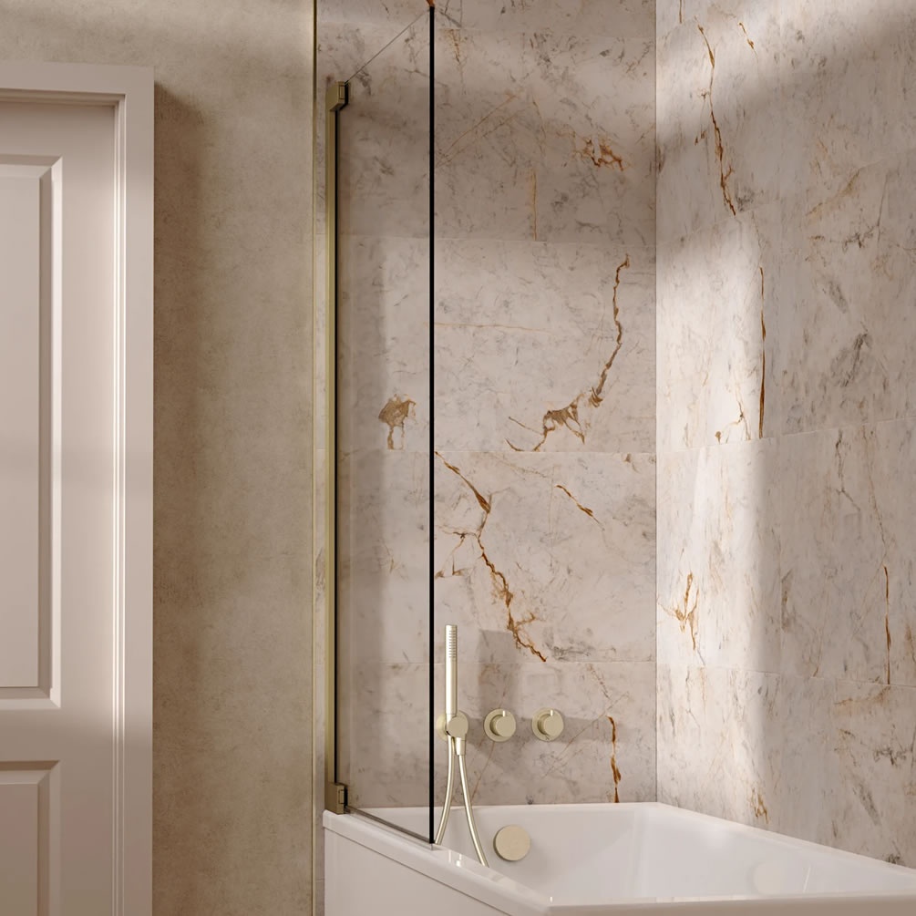 Lifestyle image of Crosswater Module Brushed Brass Dual Outlet Bath Filler Set