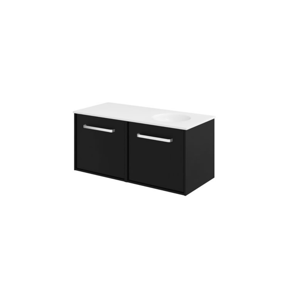 Cutout image of Crosswater Infinity 1000mm Matt Black Wall-Hung Vanity Unit & Right-Handed Basin