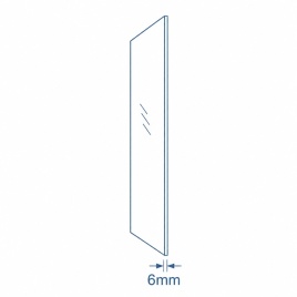 image showing a screen and the thickness illustrated by two arrows and text saying 6mm