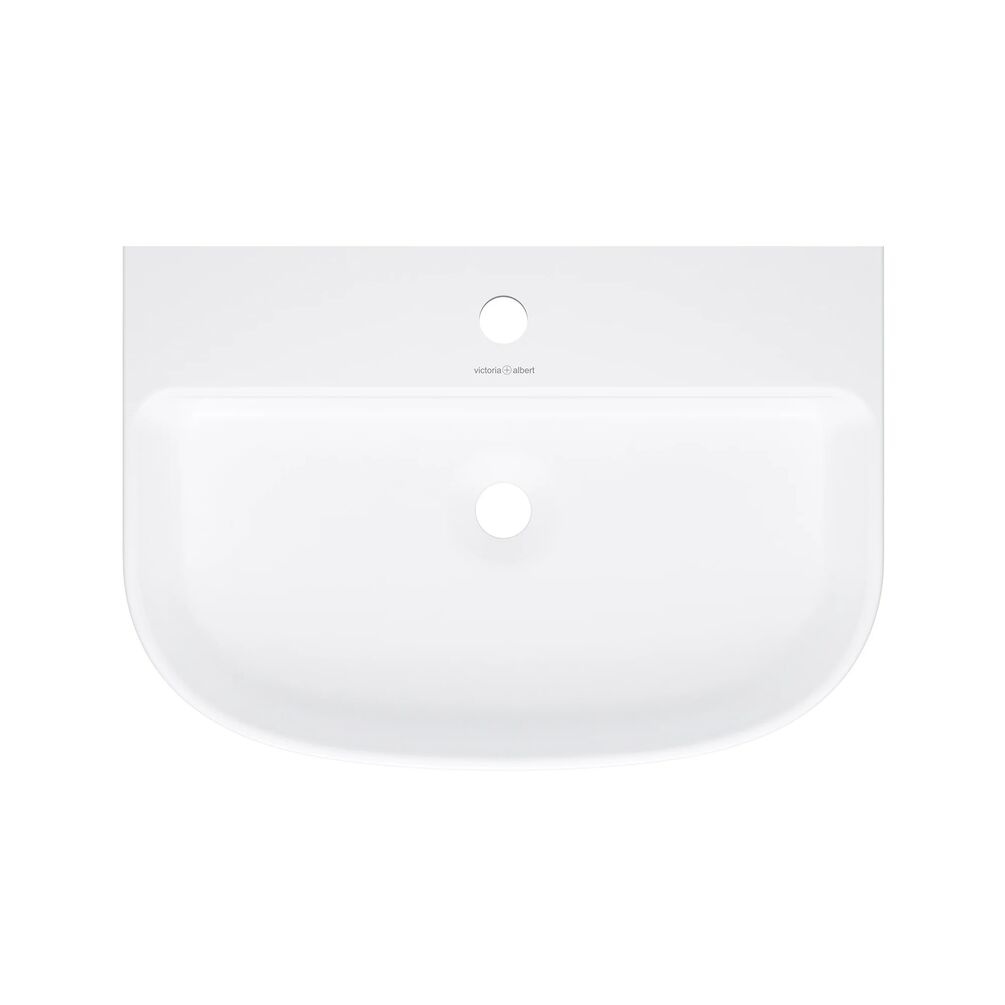 Product cut out image of the Lussari 600mm Matt White Back to Wall Countertop Basin One Tap Hole