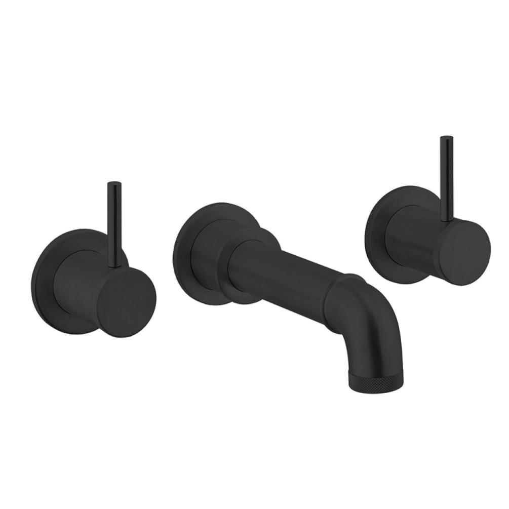 Photo of Crosswater MPRO Industrial Carbon Black Wall Mounted Basin 3 Tap Hole Set Outline
