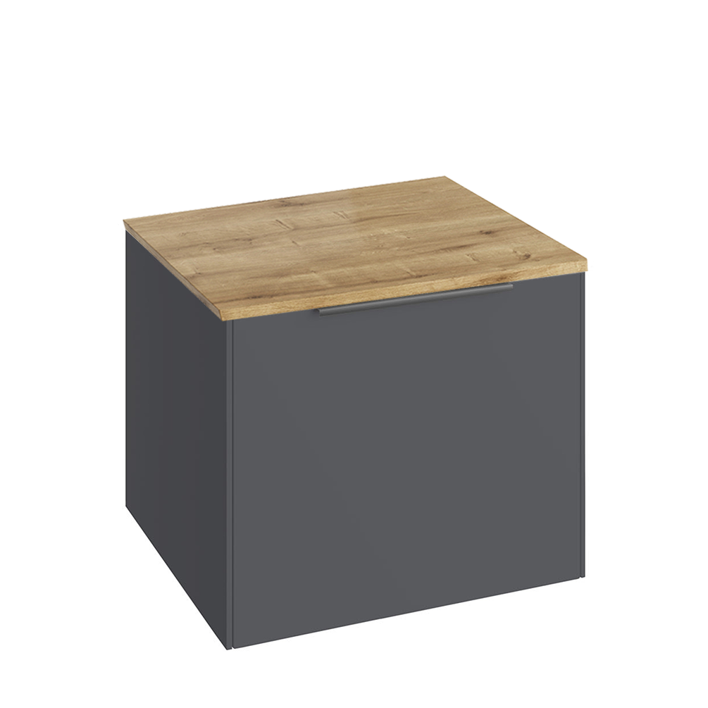 Abacus Concept Sit On Anthracite 600mm Vanity Unit - Oak Countertop