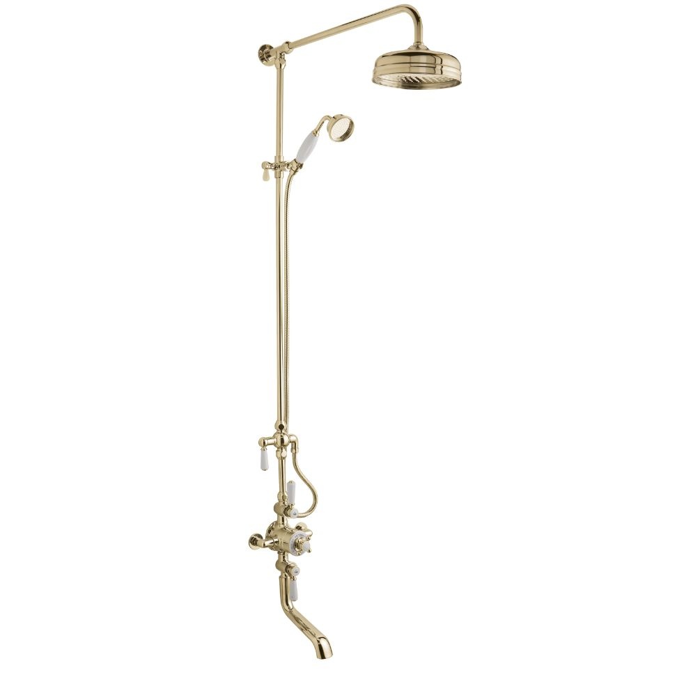 BC Designs Victrion Gold 3-Way Valve with Shower & Spout Bath Filler Cut Out