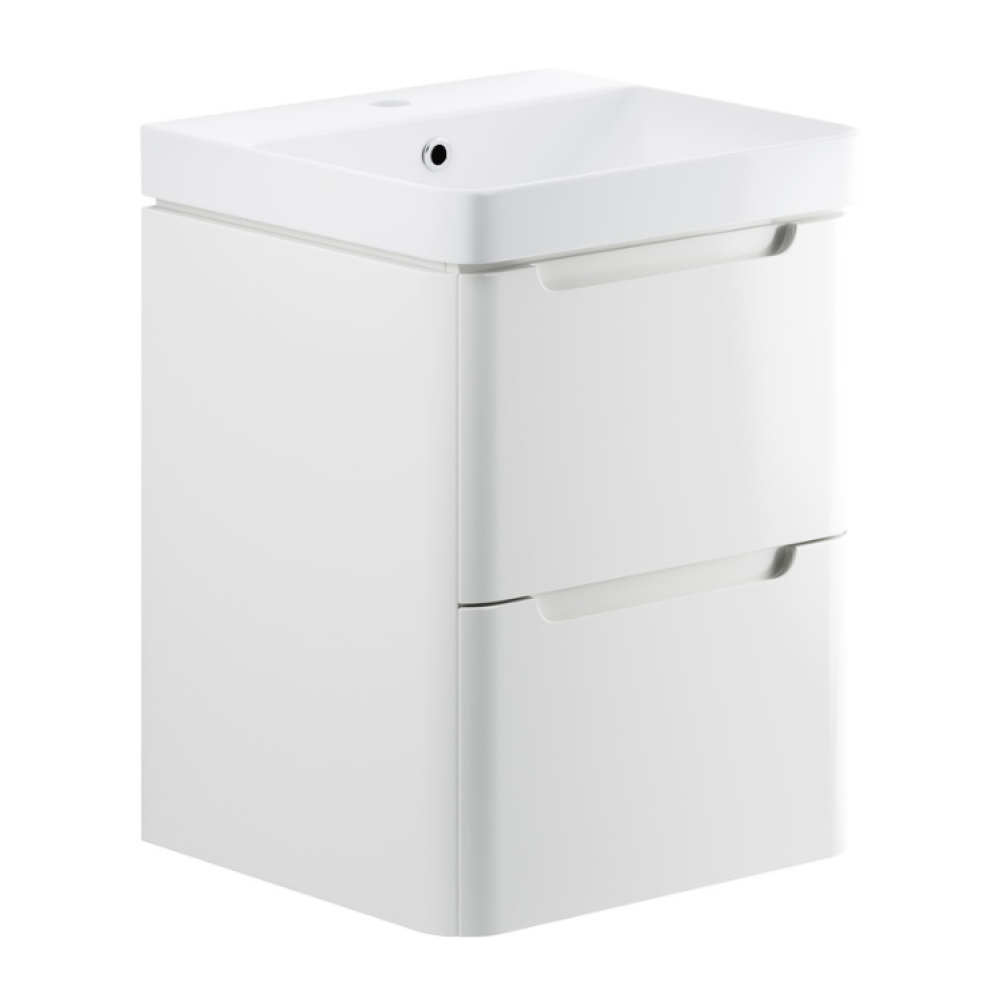 Apex White Gloss 2 Drawer Wall Hung Vanity Unit & Basin