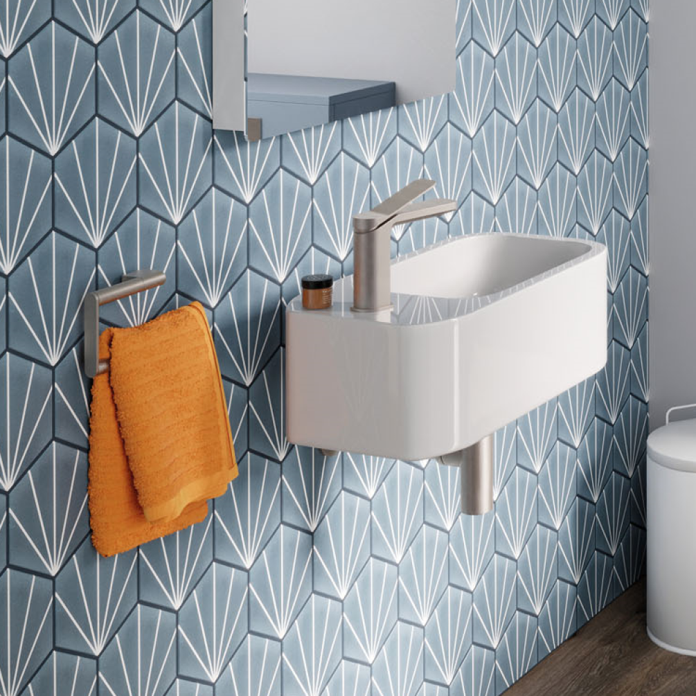 Lifestyle Photo of Crosswater Popolo White Gloss Wall Hung Cloakroom Basin