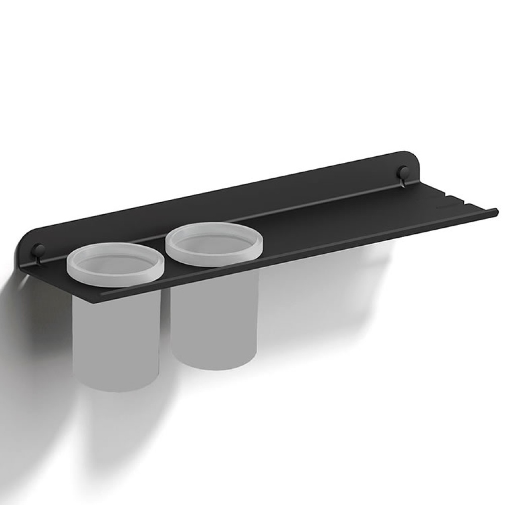 Cutout image of Origins Living Shelf with Double Large Tumbler Black.