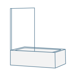 Iconography image of a plain glass frameless bath screen