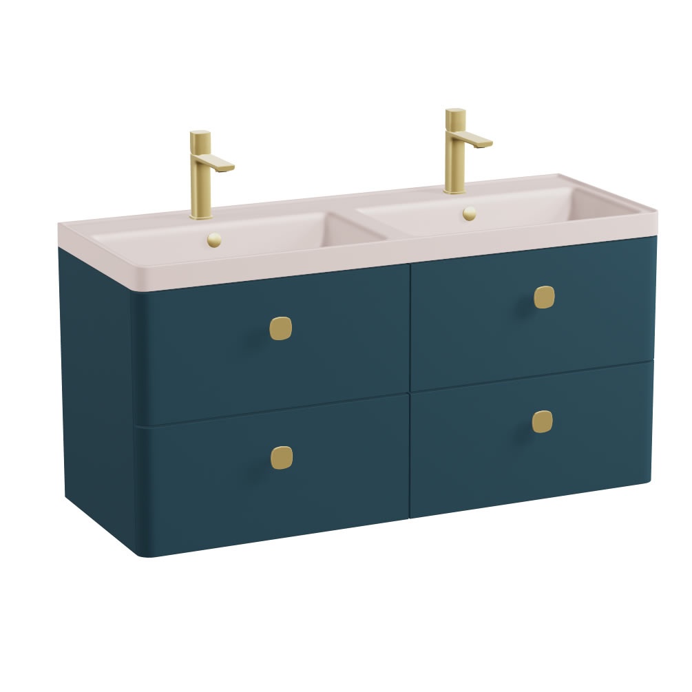 Vado Cameo 1200mm Atlantic Blue Wall Mounted Vanity Unit & Pink Clay Basin