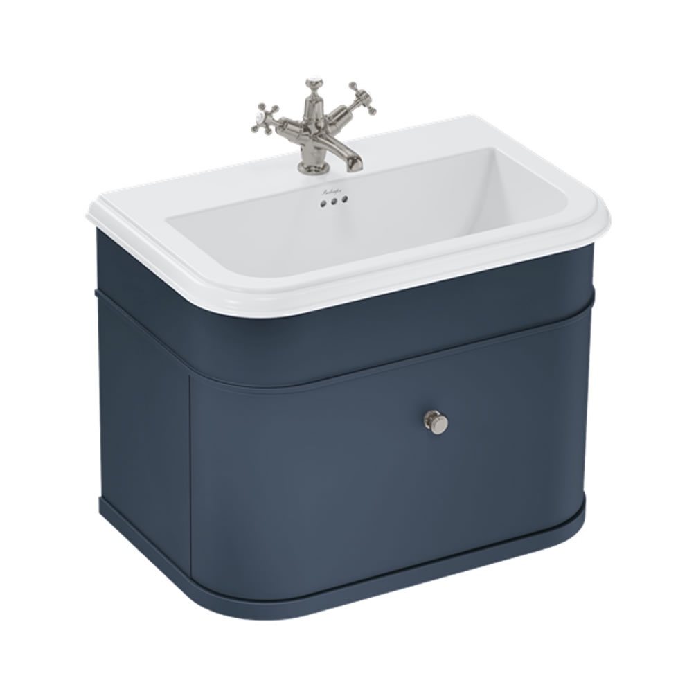 Burlington Chalfont 750mm Ceramic Basin & Blue Wall Hung Unit
