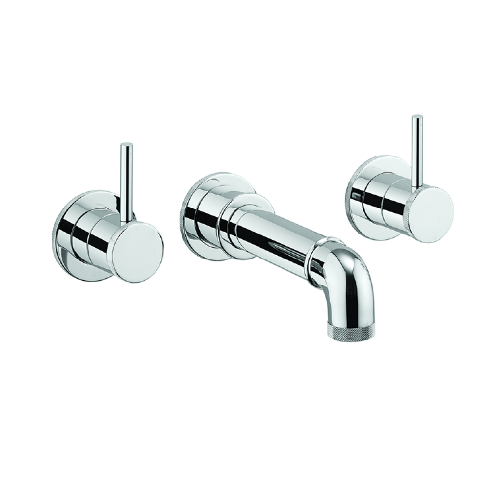 Photo of Crosswater MPRO Industrial Chrome Bath Spout & Wall Stop Taps