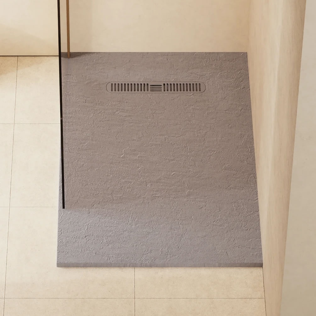 Lifestyle image of Crosswater Vito 1200 x 760mm Light Grey Anti-Slip Rectangular Shower Tray