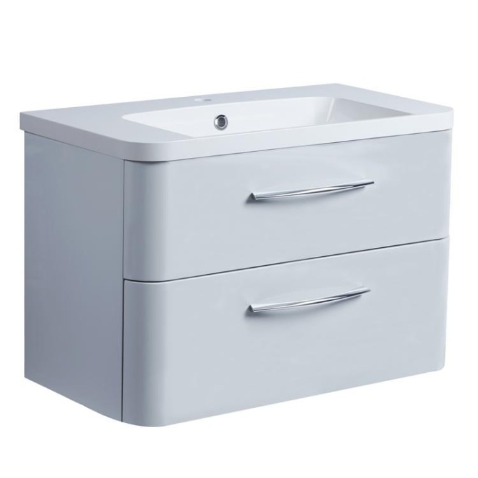 Roper Rhodes System 800mm Gloss Light Grey Wall Mounted Vanity Unit and Basin Image 1