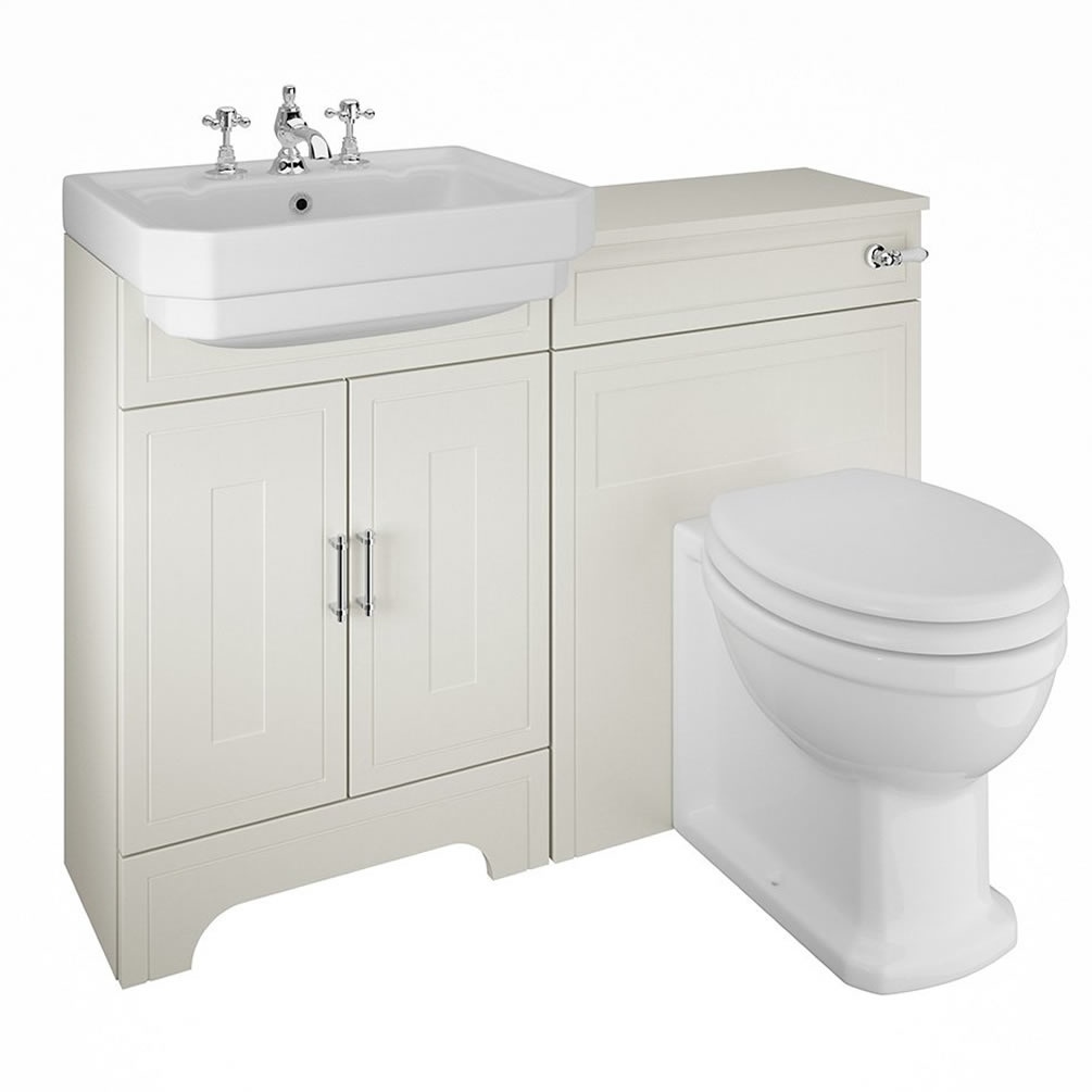 Imperial Lichfield Cashmere Grained 2 Door Vanity Unit & Basin With Back To Wall WC Unit