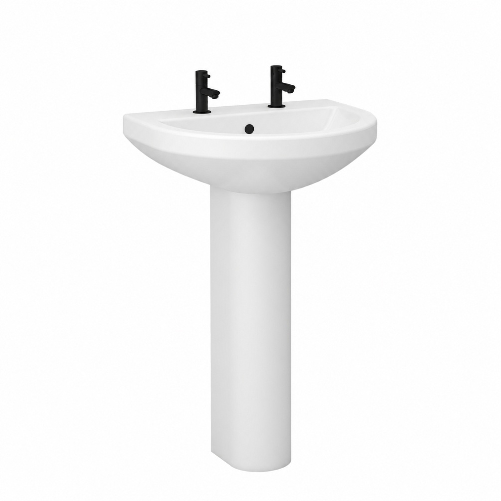 Imex Ivo Matt  Black 2 Taps Pedestal Basin Cut Out