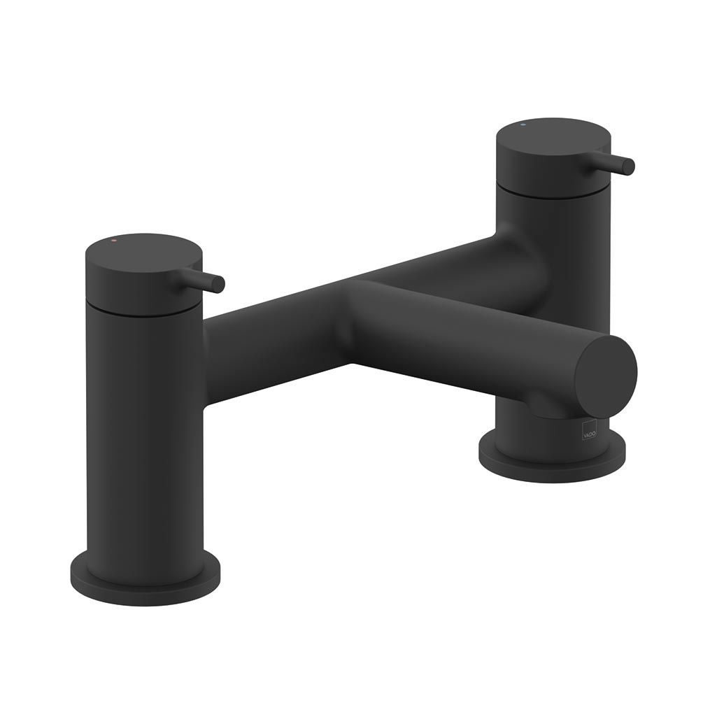 Vado Safari Lever Matt Black Deck Mounted Bath Filler