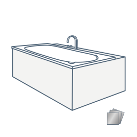 iconography image of a steel bathtub with bath with an example steel swatch icon