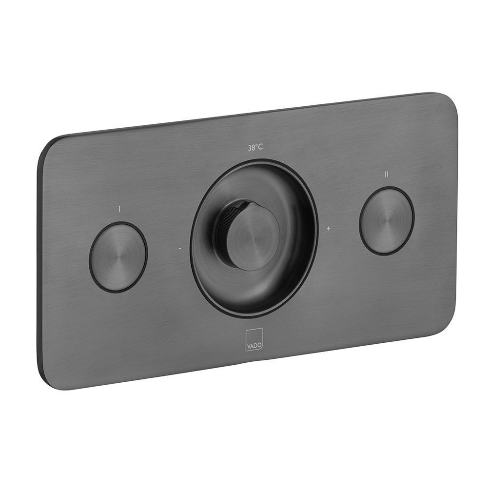 Cutout image of Vado Zone Brushed Black Horizontal Dual-Outlet Thermostatic Shower Valve