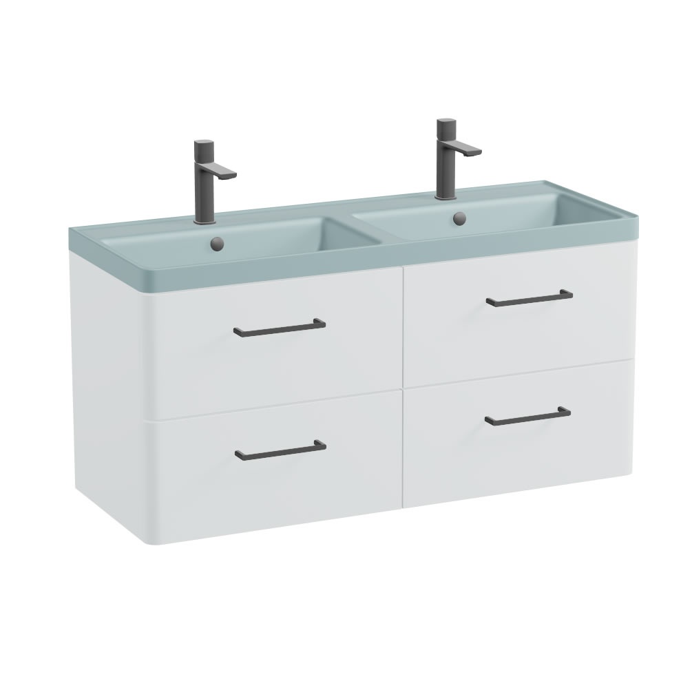 Vado Cameo 1200mm Arctic White Wall Mounted Vanity Unit & Cove Blue Basin