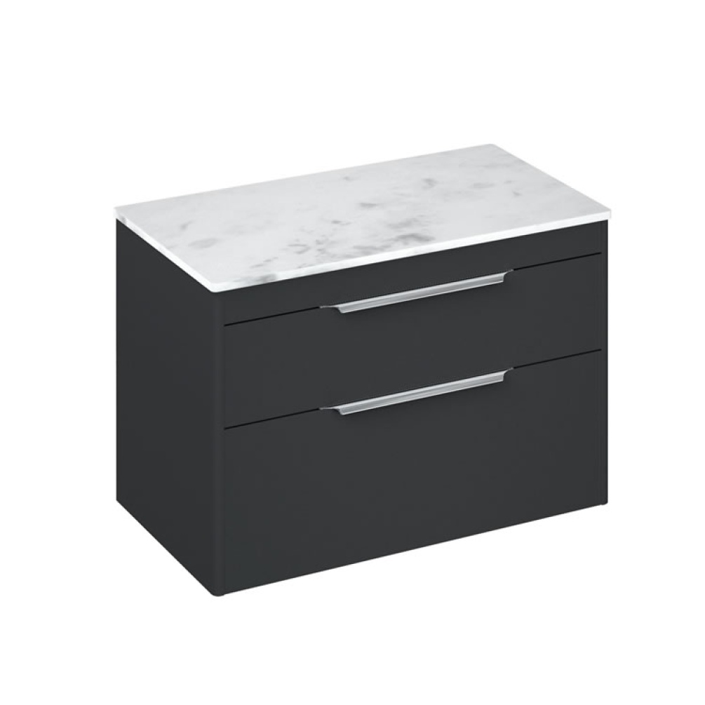 Photo of Britton Bathrooms Shoreditch 850mm Matt Grey Double Drawer Unit & Worktop