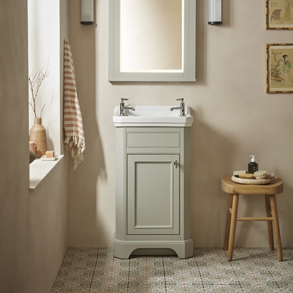 Tavistock Vitoria 500mm Matt Pebble Grey Cloakroom Unit & Basin - Lifestyle Image 1