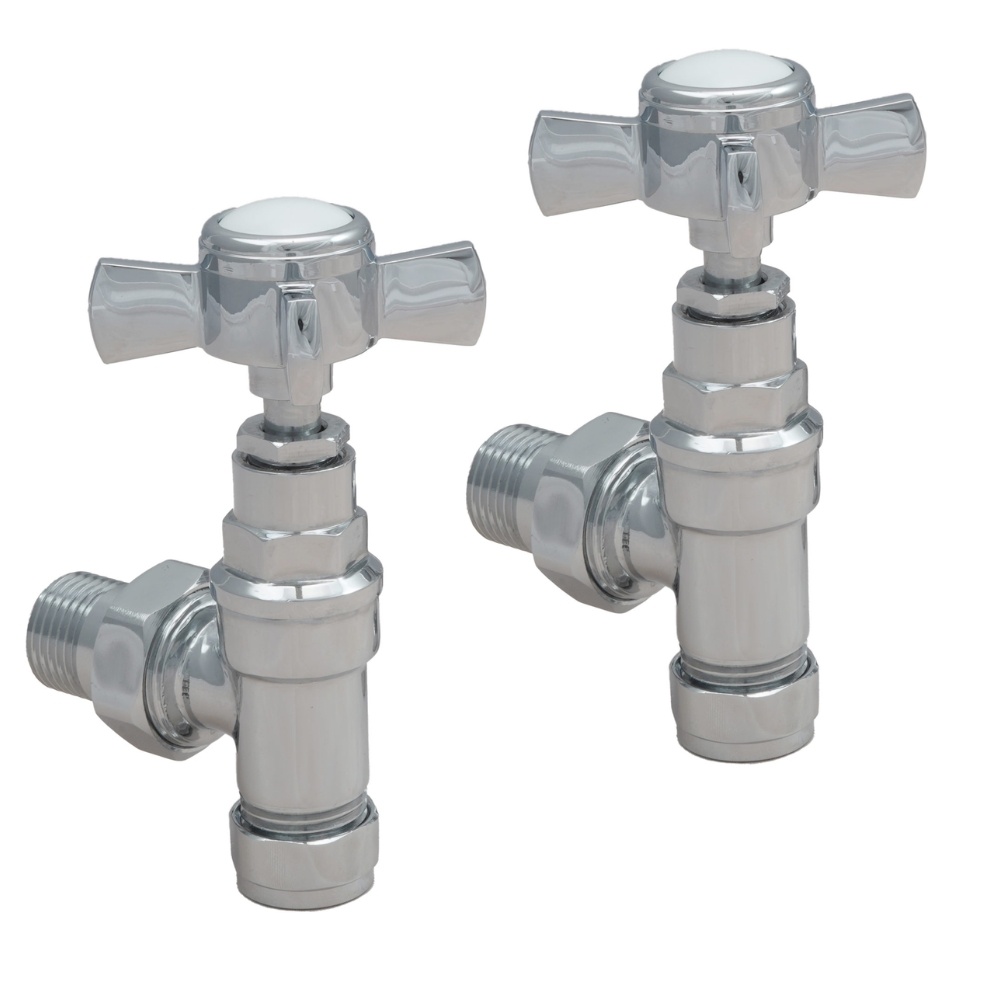 JTP Grosvenor Chrome Angled Radiator Valves Cut Out