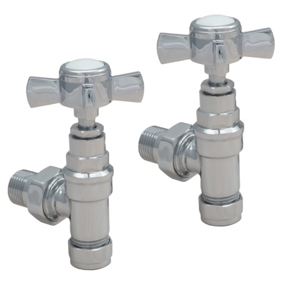 JTP Grosvenor Chrome Angled Radiator Valves Cut Out