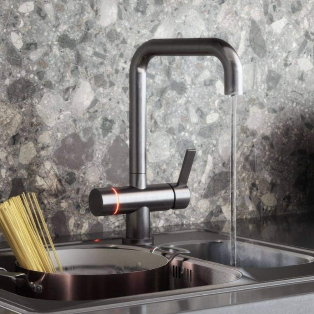 The Tap Factory Xara Brushed Steel 4 In 1 Instant Hot LED Kitchen Tap