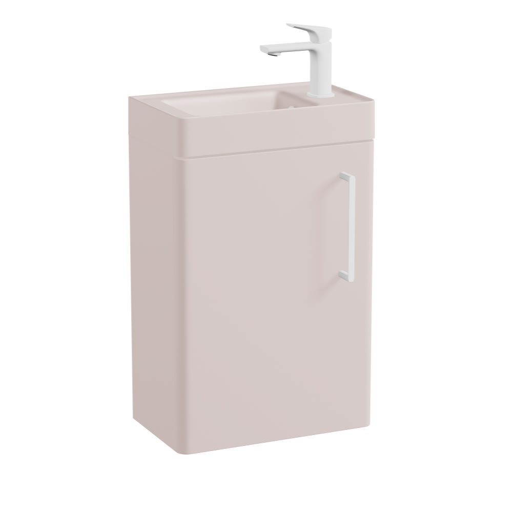 Vado Cameo 400mm Pink Clay Wall Mounted Vanity Unit & Pink Basin - Right Hand
