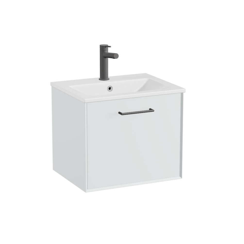 Vado Safari Smooth 500mm Arctic White Wall Hung Vanity Unit & Ceramic Basin