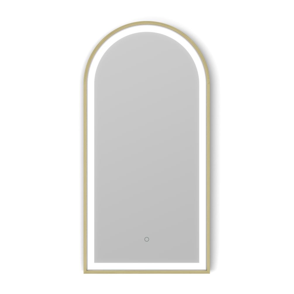 Front on cut out image of Origins Living Lomax Light Arch Brushed Brass Mirror 500mm x 1000mm