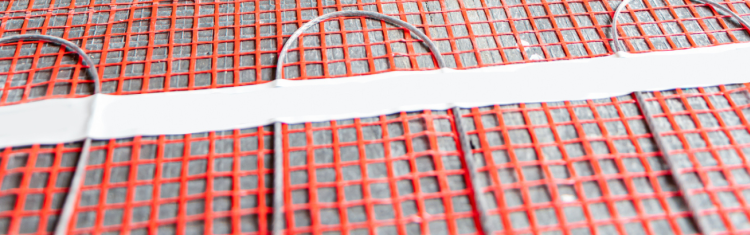 Close up image of exposed underfloor heating mat