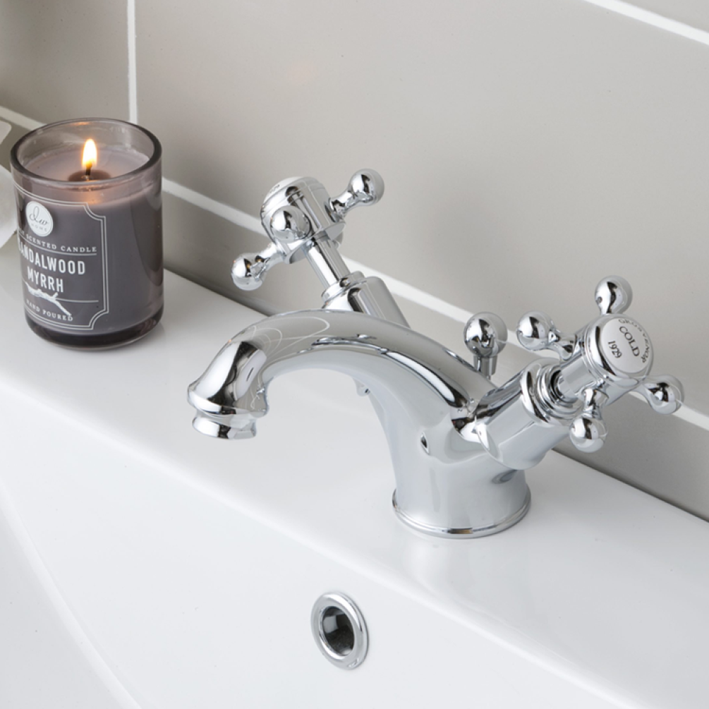 Lifestyle Photo of JTP Grosvenor Cross Chrome Mono Basin Mixer with Pop Up Waste