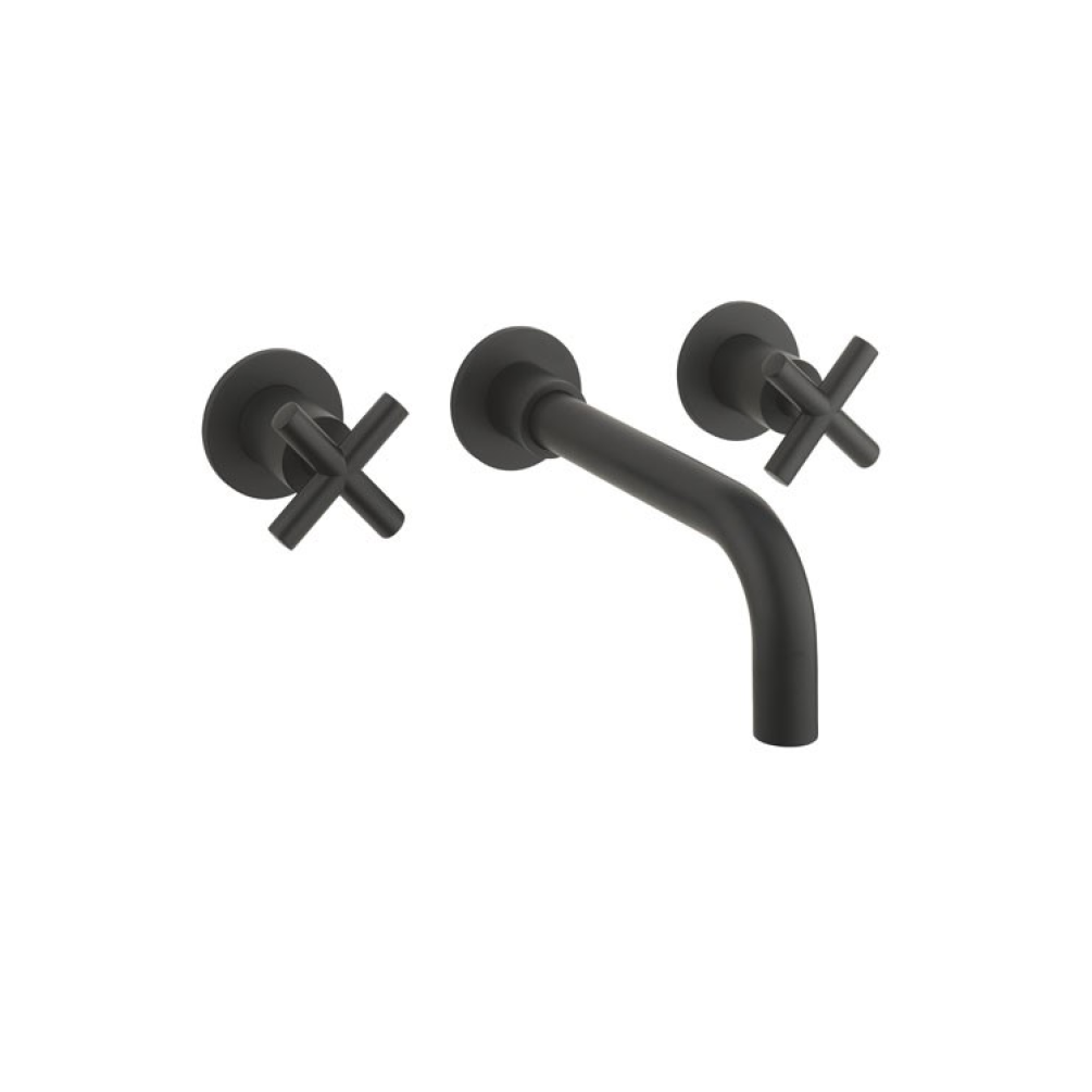 Photo of Crosswater MPRO Matt Black Crosshead Wall Mounted Basin 3TH Set Cutout