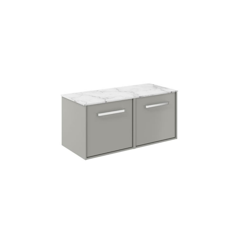 Cutout image of Crosswater Infinity 1000mm Storm Grey Vanity Unit & Carrara Marble Worktop