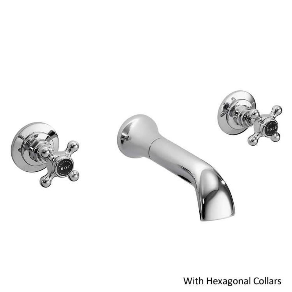 Photo of Bayswater Crosshead Black & Chrome Wall Mounted Bath Filler with Hexagonal Collars
